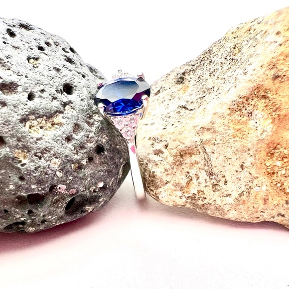 Handcrafted Sapphire Ring Solid Sterling Silver 925 , September birthstone - Picture 9 of 11